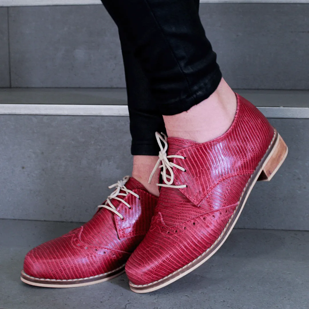 Zapato Cuero Oxford burdeo textura